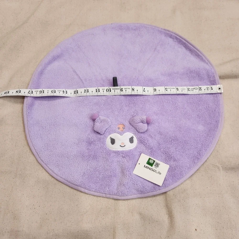 New MINISO x Sanrio Kuromi Round Plush Hand Towel Washcloth Purple Halloween